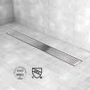 Linear Shower Drain, Shower Drain 24 inch with Removable Grate Cover, Professional AISI 304 Stainless Steel Shower Floor Drain, Linear Drain with Hair Catcher and Leveling Feet