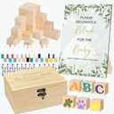 78 PCS Fun Baby Shower Games Sign Kit, Unique Baby Shower Ideas, Funniest Games Ever Where You Can Draw to Your Heart's Content, Suitable for Boy and Girls, Wood Block Kit