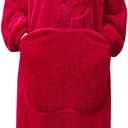 Wearable Blanket Hoodie for Women - Oversized Hooded Blanket as Christmas Birthday Gifts for Adults Mom Girlfriend Fluffy Plush Blanket Sweatshirt Wine Red (Adults Extra Long)