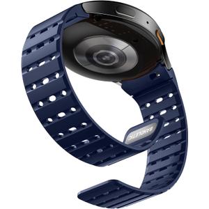 Bandletic Magnetic Silicone Band Compatible with Samsung Galaxy Watch 7 6 5 4 FE 40mm 44mm/for Galaxy Watch 6 4 Classic 43mm 47mm 42mm 46mm/Watch 5 Pro 45mm, 20mm No Gap Sport Strap for Men Women (Navy Blue)