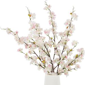 Artificial Cherry Blossom Flowers (4pcs, Light Pink), Real Touch Silk Bouquet for Home, Wedding, Garden and Party Events Decoration, DIY Fake Floral Arrangements
