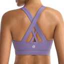 Running Girl Sports Bras for Women,Padded Strappy Sports Bras Criss-Cross Back Medium Support Sports Bras with Removable Cups, Small