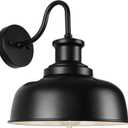 Solar Barn Light for Outside, Gooseneck Outdoor Wall Lights Solar Powered, Farmhouse Exterior Wall Sconce, Industrial Outside Lighting Fixture, Rustic Lantern for Garage, Barn, Shed, RZSR007 (1 Pack, Black+White)