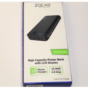 ZGEAR 20,000mAh High Capacity Power Bank With LCD Display