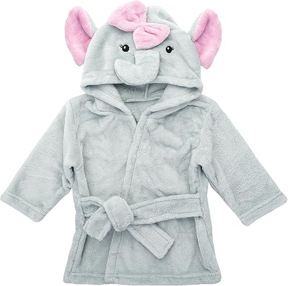 Baby Animal Face Robe - Unisex, 0-9 Month, Plush, Elephant, Hooded Towel