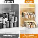 Pull Out Spice Rack Organizer for Inside Cabinet, 2 Tier Spice Rack Spice Organization for Cabinet 6 Height Adjustable, Seasoning Organizer, 9.2"W x 10.4"D x 9.8"H (Also for Cabinet with Lip)