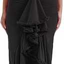 meilun Elegant Mesh Wedding Guest Dress Flowy Ruffle Bodycon Maxi Dress Fishtail Long Formal Dress, Size: M