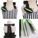 Little Girls Halloween Costume Striped Tulle Dress Headband Set Toddler Cosplay Birthday Outfit Fairy Fancy Dress up (7-8 Years, Black Green)