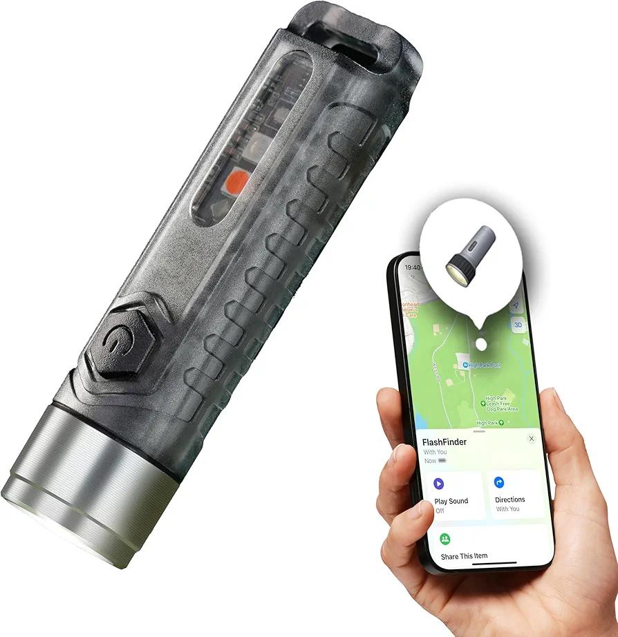 FlashFinder Key Finder, Find My Compatible, 2-in-1 Keychain Flashlight + Item Finder, USB-C Rechargeable Battery, Stealth Design, Dual-Color Alarm Light, Find My Keys, Find Keys, Keychain Light