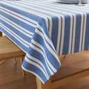 Encasa XO Cotton Rectangular Table Cloth for 10 ft | (56"x120") | Franca Blue Stripes | Dining Tablecloth for Decoration (120" x 56" (Rectangular))