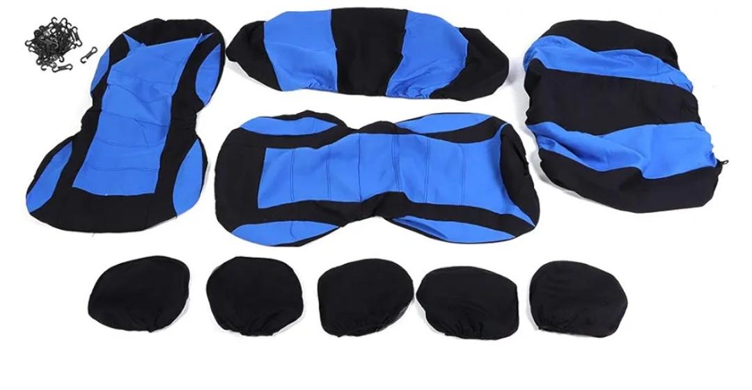 ROCEEI 11 Pcs Car Seat Cover Full Set for Women Christmas Fuzzy Car Accessories Handbrake Shift Accessory for Winter (Blue)