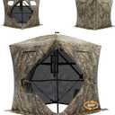 Ground Blind for 2-3 & 3-4 Person, 360/270 Degree See Through for Deer and Turkey, Pop Up Deer Blind with Single Door/Double Doors, Portable Carry Bag and Quiet Fast Setup