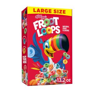 Kellogg's Froot Loops Breakfast Cereal, Fruit Flavored, Breakfast Snacks with Vitamin C, Large Size, Original, 13.2oz Box (1 Box) (EXP 10/17/26)
