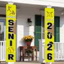Mindsoft 2 Pcs Softball Senior Night 2026 Graduation Decorations Softball Senior Night Porch Door Banner 30 x 180 cm Class of 2026 Wall Sign Decorations for Graduation Party Supplies Outdoor Decor