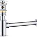 MENATT Bottle Trap Deodorant Type with 1 1/4" Pop-up Drain Stopper, Round P-Trap Waste Pipe Kit Assembly, Bathroom Sink Siphon Drainer Plumbing Tube Chrome Finished