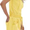 LAMISSCHE Womens Casual Strapless Jumpsuits off the Shoulder Summer Rompers Sleeveless One Piece Outfits with Pockets (L)