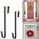 10 Inch Wreath Hanger, Metal Over The Door Hooks for Christmas Decoration, Black