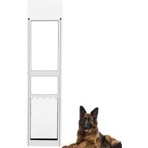 XL Dog Door for Sliding Glass Door, Adjustable Height 79.92"-85.83", No-Cut Easy Installation, Magnetic Closing Curtain，Ideal for Renters