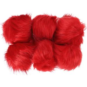 PATIKIL Faux Fur Pom Poms for Hats, 6 Pcs Fluffy Soft Fur Poms Balls with Elastic Loop for Keychain Knitting Hats DIY Scarves Gloves Bag Christmas, Red