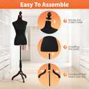 FDW Manikin 60-67Height Adjustable Female Dress Model Display Torso Body Tripod Stand Clothing Forms (Black)