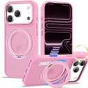 XIQI Compatible with iPhone 17 Pro Case 6.3'' with Magnetic 360 Rotatable Ring Stand & AI Camera Control Button[Compatible with Mag-Safe] Translucent Matte Phone Cover for Men Wowen,Pink