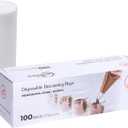 Keenpioneer Disposable Piping Bags, Biobased, 21 Inch, Extra Thick Cake Decorating Pastry Bags, Pack of 100 in a Dispenser Box, Clear, Professional Grade for Chefs and Home Bakers