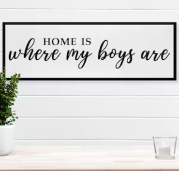 Home Is Where My Boys Are Wood Plaque Sign - 40 x15 Inch Rustic Wall Art for Living Room, Bedroom, Farmhouse Wall Decoration, Ready to Hang Family Decor (black)