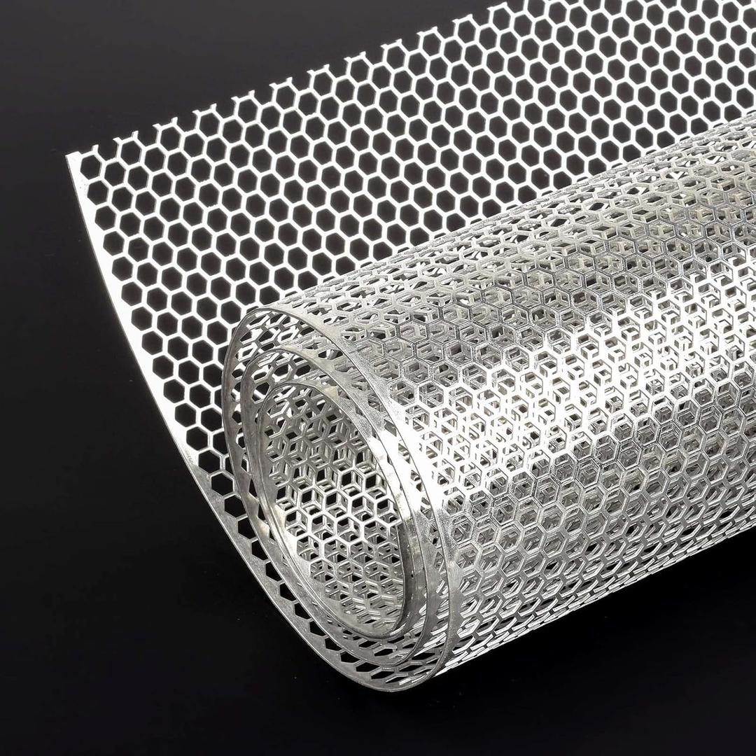 AggAuto Universal 40"x13" Car Grill Mesh - Aluminum Alloy Automotive Grille Insert Bumper Honeycomb Hole 6mm Spacing 1mm, One of the Most Multifunctional Shape Grids Silver