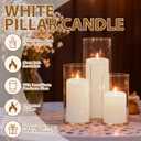 72 PCS White Pillar Candles (2''X3,4,6) and Glass Cylinder Vases(2.6''X5,6,8),Hurricane Candles,Perfectly Sized for use as a Centerpiece Candle Decoration on Wedding Tables!