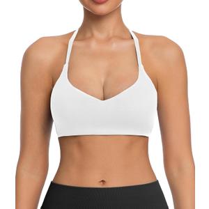 Comper Y Back Adjustable Sports Bra for Women Low Impact Racerback Workout Bras Thin Straps Yoga Bras with Removable Pads, Small