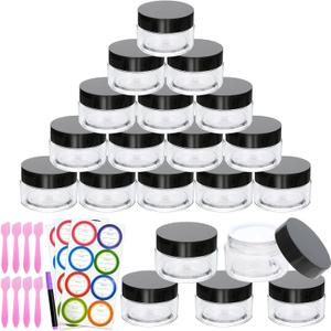 20 Pack 1oz Plastic Containers with Lids, Jars with Lids, Great for storing,lip balms, creams, ointments, cosmetics, samples