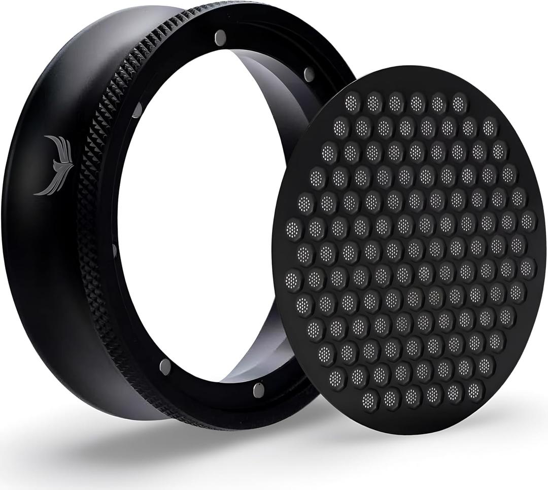 Magnetic 54mm Dosing Funnel & Espresso Puck Screen Set Compatible with Breville Espresso Machines Dosing Ring And Filter for 54 mm Portafilter Basket (Black)
