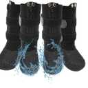 Waterproof Grip Dog Shoes,Anti-Slip Dog Socks Boots,Zipper Dogs Booties Paw Protectors for Hardwood Floor,Indoor and Outdoor for Small Medium Large Dogs Black (Size 1)