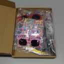 16 Pcs Birthday Party Hats Set, Birthday Cone Hats with Pom Poms and Fun Glasses for Family Celebration, Group Parties (Cute Style)