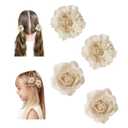 WNYUJOY Baby Girls Floral Hair Bows Clips, 4Pcs Glitter Gold Flower Hair Barrettes Alligator Clips, Hair Accessories for Toddlers Kids Teens