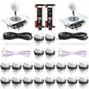 Easyget New Updated 2-Player LED DIY Arcade Kit 2X Zero Delay USB Encoder + 2X Joystick + 20x LED Arcade Buttons for PC, Windows, MAME, Raspberry Pi Arcade DIY (2-Player, White Kit)
