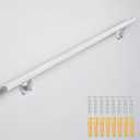4 FT Heavy Duty White Metal Stair Railing Indoor- 48 Inch Wall Mount Iron Pipe Hand Rails for Indoor Stairs, Outdoor Steps Handrails, Safety Wall Grab Bar for Handicap