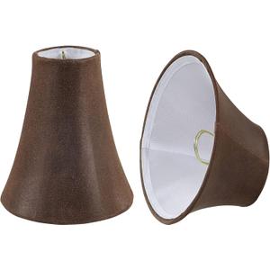 Aspen Creative 30078-2A, Bell Clip-On Chandelier Lamp Shade, Brown, 3" Top x 6" Bottom x 5" Slant Height, Set of 2