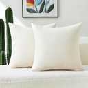 FUTEI Cream Decorative Throw Pillow Covers 16x16 Inch Set of 2,Soft Chenille Triangle Check Pattern Cushion Case,Modern Home Decor for Couch Bed Living Room