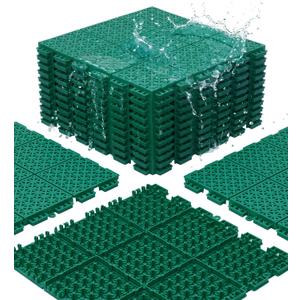 jxgzyy 20 PCS Basketball Court Tiles, 5/8 Inch Thick Portable Sport Outdoor Floor Tiles, Non Slip PP Interlocking Drainage Mat for Tennis Court Drain Pool Patio Porch, 13.38" x 13.38"