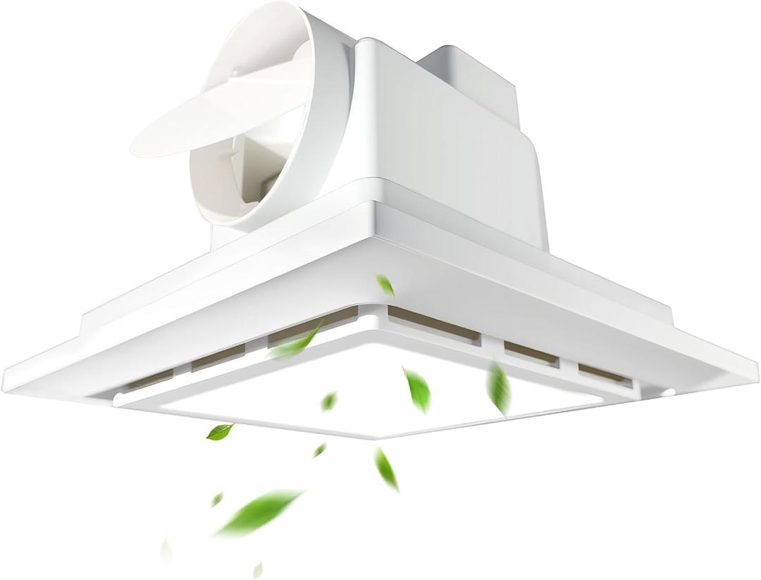 Bathroom Exhaust Fan with Light,11.8 inch Panel Bathroom Vent Fan with 12W LED Light,120 CFM 1.0 Sones Low Noise,4 Inch Duct Quiet Square Fan for Home,Bath Restroom,Hotel,Office
