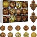 4" Christmas Ball Ornaments Set 12PCS Large Shatterproof Plastic Ornaments Christmas Tree Ball Hanging Ornaments for Xmas Tree Wedding Party Holiday Decorations - Bronze, Gold