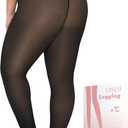 UISLII Plus Size Fleece Lined Tights Women,Warm Pantyhose Leggings Women,Fake Translucent Thermal Skin Colored Tights Winter. (X-Large-XX-Large Plus)