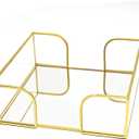 Napkin Holder for Table,Glass Napkin Holders for Kitchen,Flat Napkin Holders for Paper Napkins,Stylish Gold Luncheon Napkin Holder Suitable for Kitchen Dining Table Party Bar Decor (7.1 Inch)