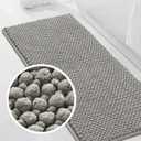 Turquoize Bathroom Runner Extra Long Bathroom Rug Dove Chenille Bath Rug Non Slip Shaggy Bath Mat Shag Shower Mat, Soft and Cozy, Super Absorbent Water, Washable Rug, 47" X 20", Dove Gray