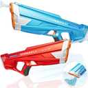 2 Pack Electric Water Guns for Adults Kids USB-C Charging Port, Automatic Powerful Squirt Gun, High Powered Shooting Blasts, Strongest Long Range Auto Water Blaster, Pool Toy (Blue+Red)