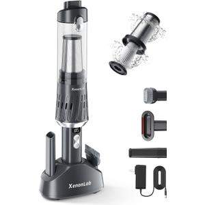 Handheld Vacuum Cordless 25000Pa Car Vacuum 3-in-1 Handheld Vacuum, Includes Smart Display and Charging Base Hand Vac Cordless Rechargeable One-Touch Empty for Home/Pet/Car (White)