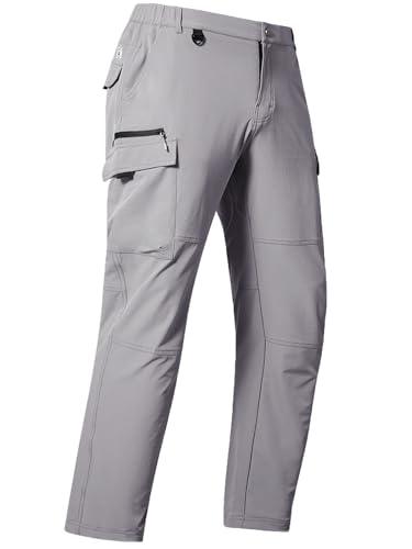 NORTHYARD Men's Cargo Hiking Pants Lightweight Quick Dry Outdoor Fishing Travel Active Sweatpants with Multi Pockets Stone Grey L