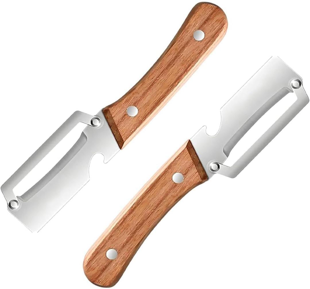 2PCS Multi-Functional Vegetable Peeler, Stainless Steel Ultra Sharp Blade with Wooden Handle, Fruit & Potato Peeler with Built-in Bottle Opener for Kitchen Use