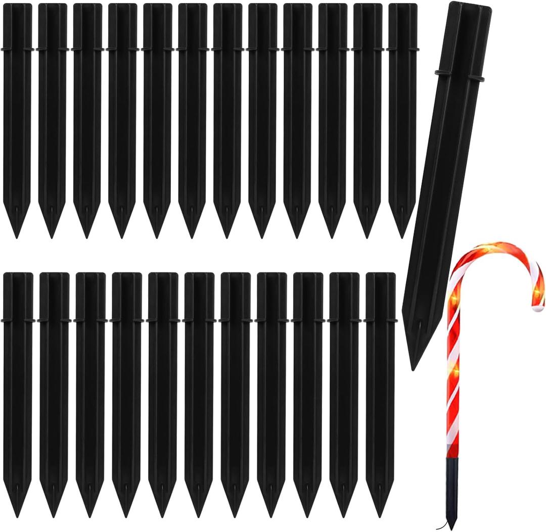 24 Pcs Replacement Stakes for Christmas Candy Cane Lights Outdoor, Pathway Markers Lights Spike Replacer for Pathway Lights Accessories (0.68'*6.05')